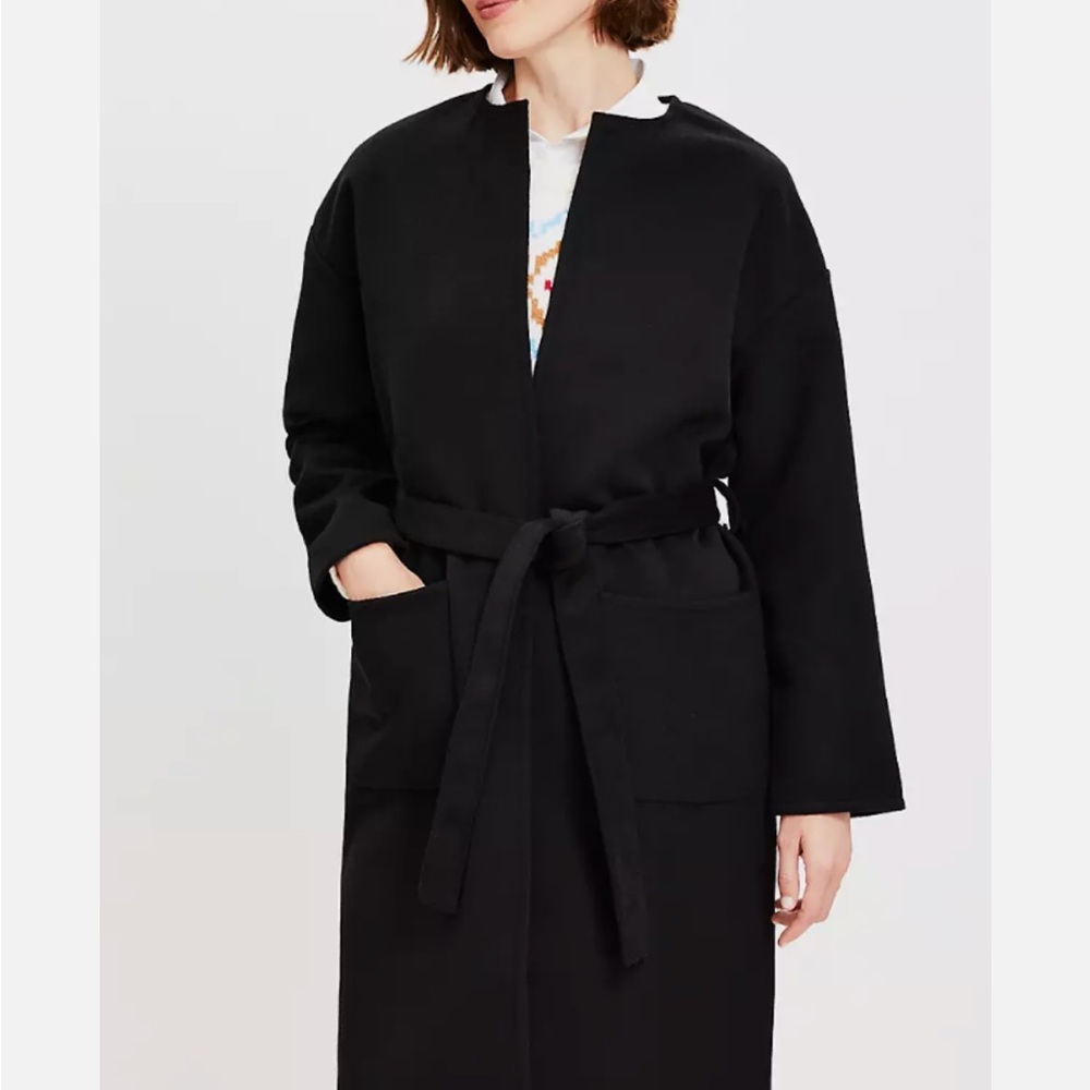 LOFT Black Trench Coat with Belt NWT